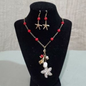 Starfish Charm Necklace Set